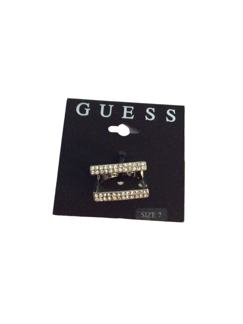 Guess Double Bar Long Paved Ring 7 NWT